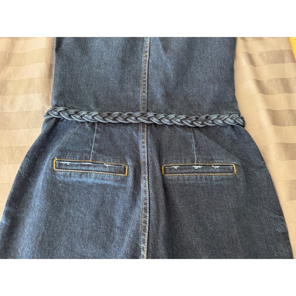 Free People x SER.O.YA Alice Jumpsuit Deep Sea Denim Braided Flare Leg Jumpsuit - Picture 13 of 16